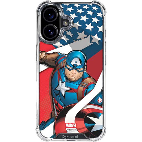 Marvel Captain America Action Pose iPhone 16 Clear Case
